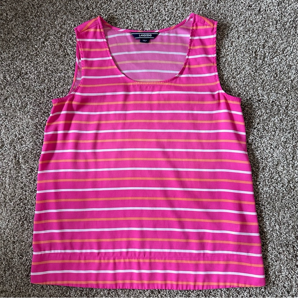 Lands' End Pink Striped Women's Tank Top